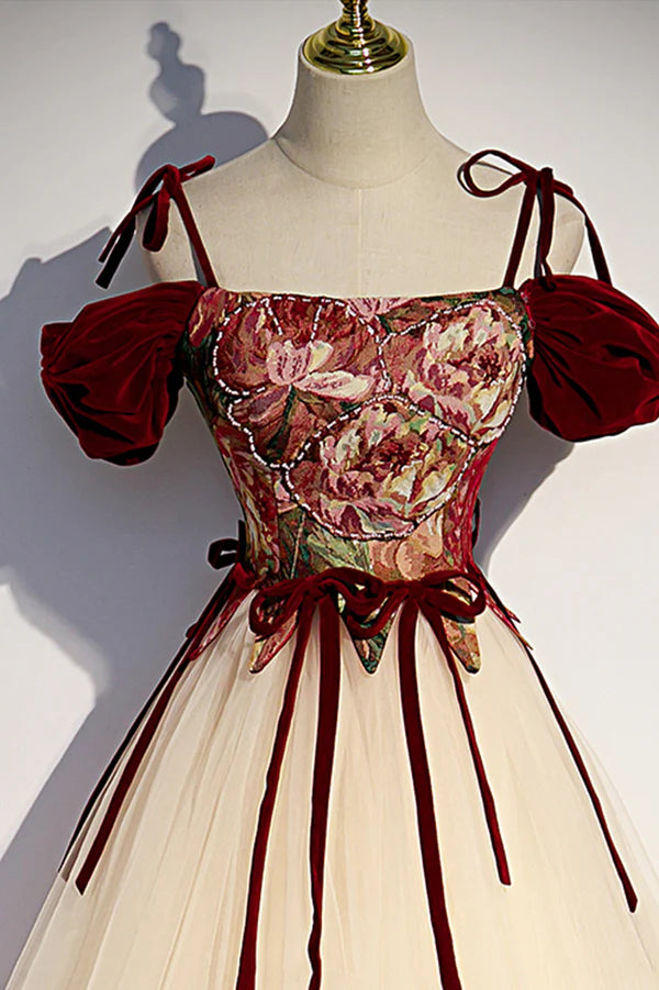 Wholesale Elegant Tulle Embroidery Long Evening Dress Off the Shoulder Party Dress